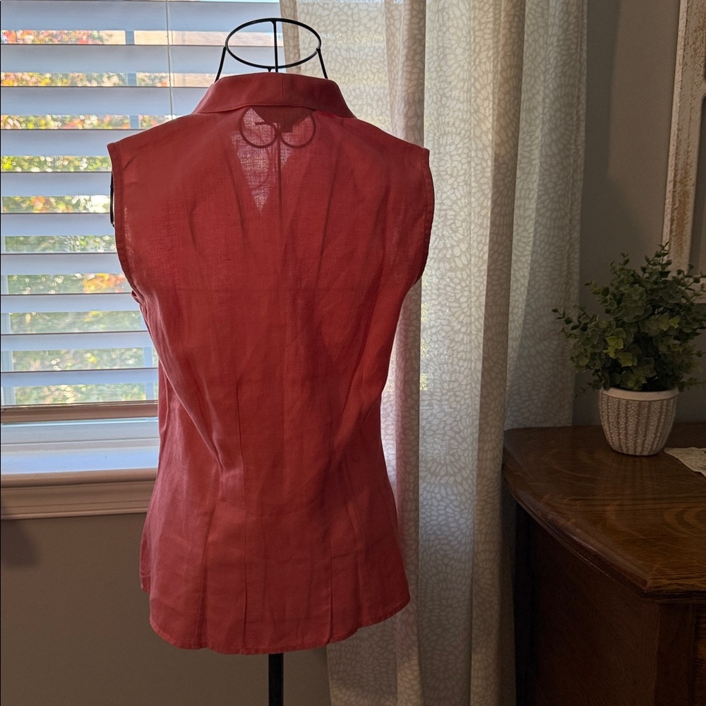 J. Peterman 100% Linen Pink Sleeveless Top, Size 6 - Picture 9 of 11